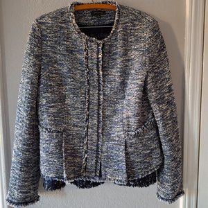 Ann Taylor Blue and White Tweed Skirt Set